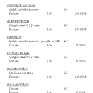 La Remise a Christian carte whiskys